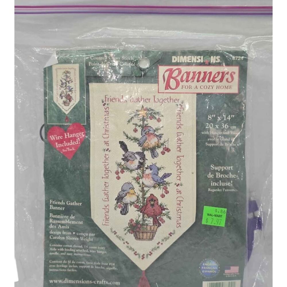 Dimensions Banners Counted Cross Stitch Kit Christmas Birds Friends Gather